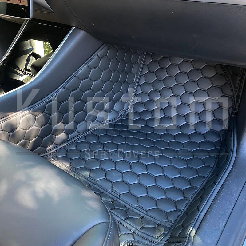 Zero E 2020-2023 Tesla Model Y Custom Honeycomb Leather Floor Mat