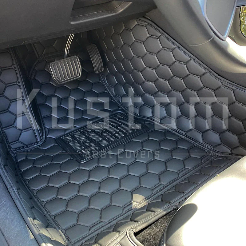 Zero E 2020-2023 Tesla Model Y Custom Honeycomb Leather Floor Mat