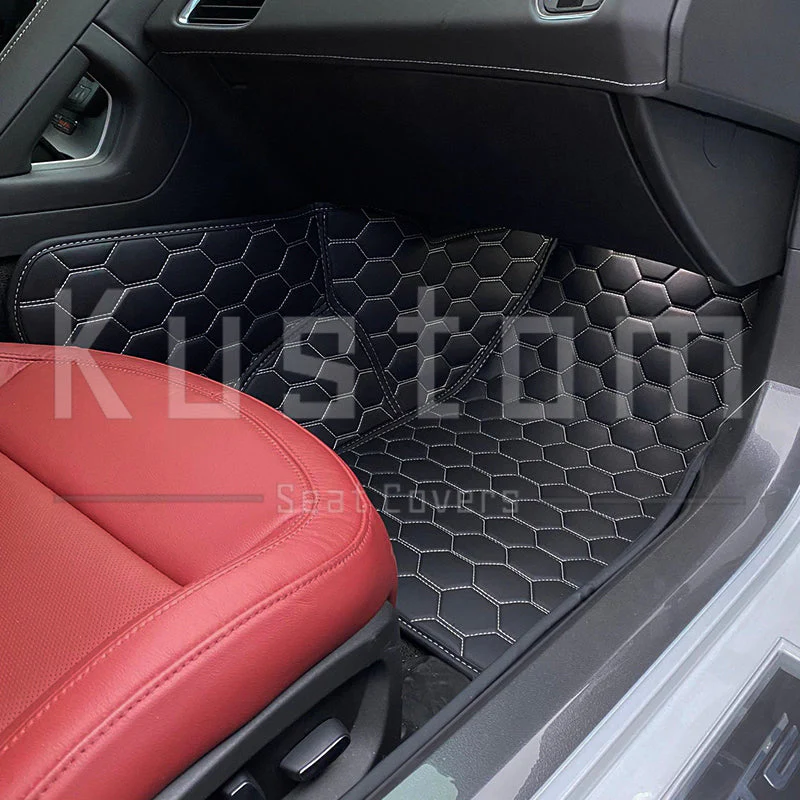 Zero E 2014-2023 Tesla Model S Custom Honeycomb Leather Floor Mat