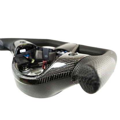 Carbone Prestige 2017-2023 Tesla Model 3 & Y Yoke Steering Wheel Black Leather with Carbon Fiber