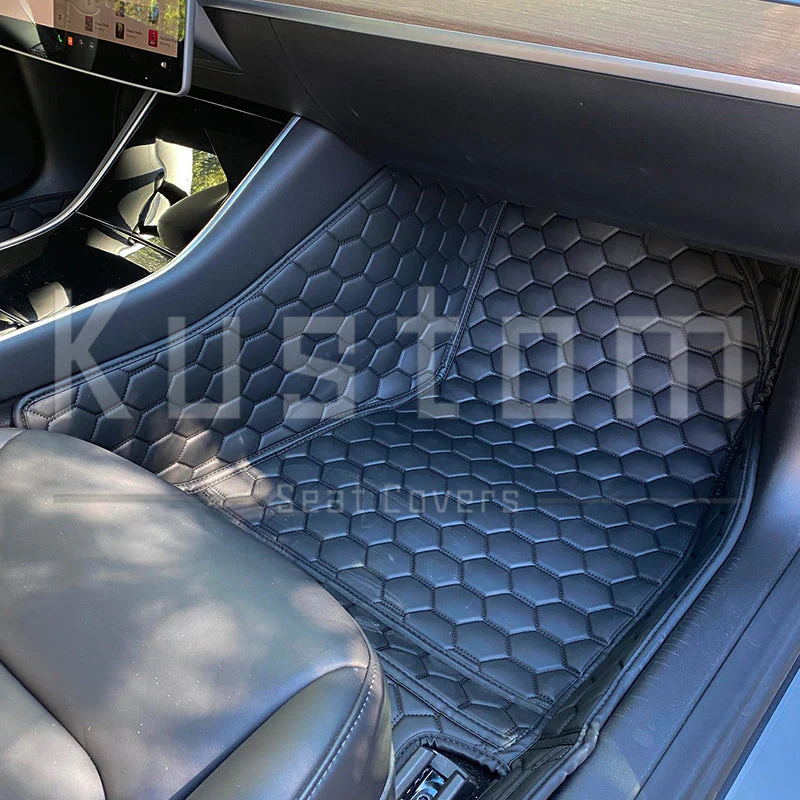 Zero E 2020-2023 Tesla Model Y Custom Honeycomb Leather Floor Mat