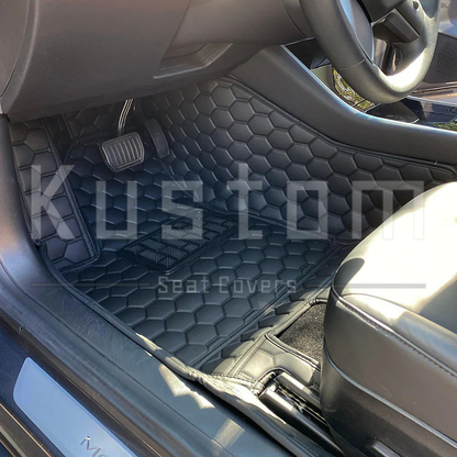 Zero E 2014-2023 Tesla Model S Custom Honeycomb Leather Floor Mat
