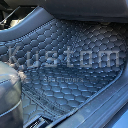 Zero E 2014-2023 Tesla Model S Custom Honeycomb Leather Floor Mat