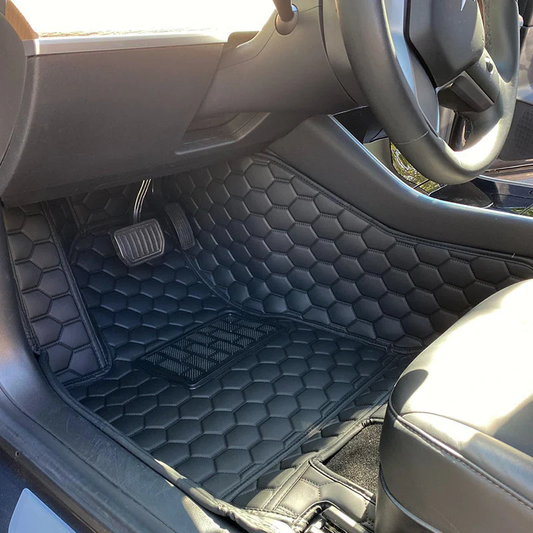 Zero E 2014-2023 Tesla Model S Custom Honeycomb Leather Floor Mat